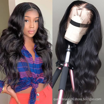 Body wave Lace Front Human Hair Wig Brazilian Virgin Human Hair 13X4 Lace Frontal Wig Pre Plucked With Baby Hair Natural Black